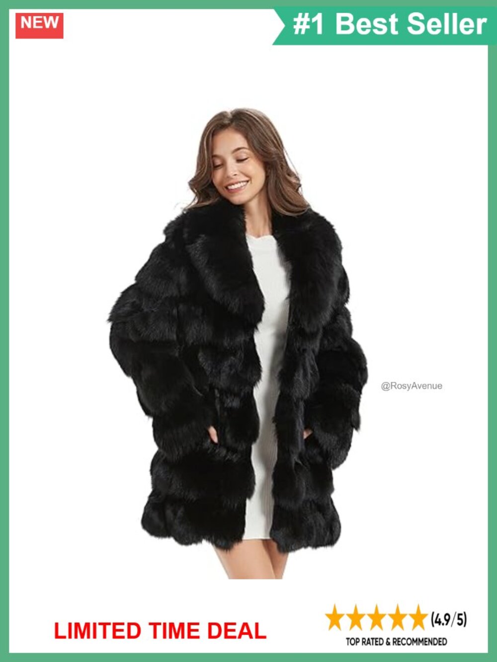 Genuine Fox Fur Long Coat Thick Warm Winter Jacket with Collar